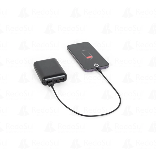 Bateria portátil personalizada em ABS reciclado e capacidade de 10 mil mAh